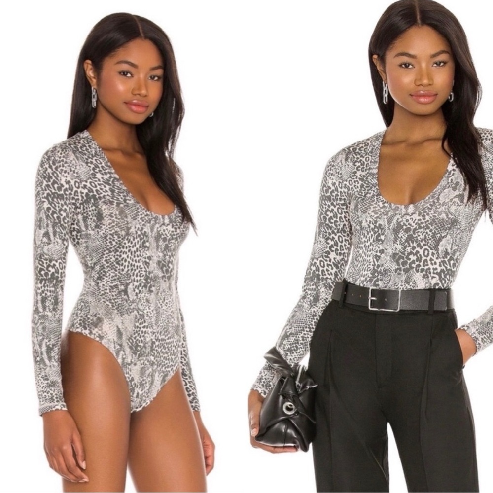 Free People x Revolve Gotcha Bodysuit Snakeskin Blush Size Small